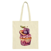 Plum Cupcake Tote Bag, Fruit Dessert Bag, Purple Sweet Treat Bag, Cute Pastry Handbag, Watercolor Tote Bag, Unique Foodie Gift - Tawshia